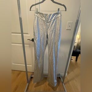 Naked Wardrobe Silver Metallic Lined Pants Wide/Flare bottom Size M